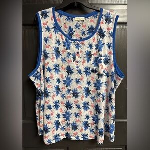 Kate & Sam Sleeveless Lightweight Sweater White with Tropical Prnt Women’s Sz 3X